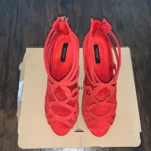 Zara red suede sandals size 9